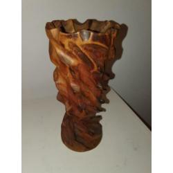 Vintage design brutalist houten vaas