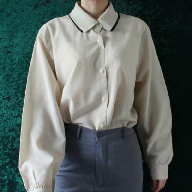 Vintage beige blouse kelin vierkant
