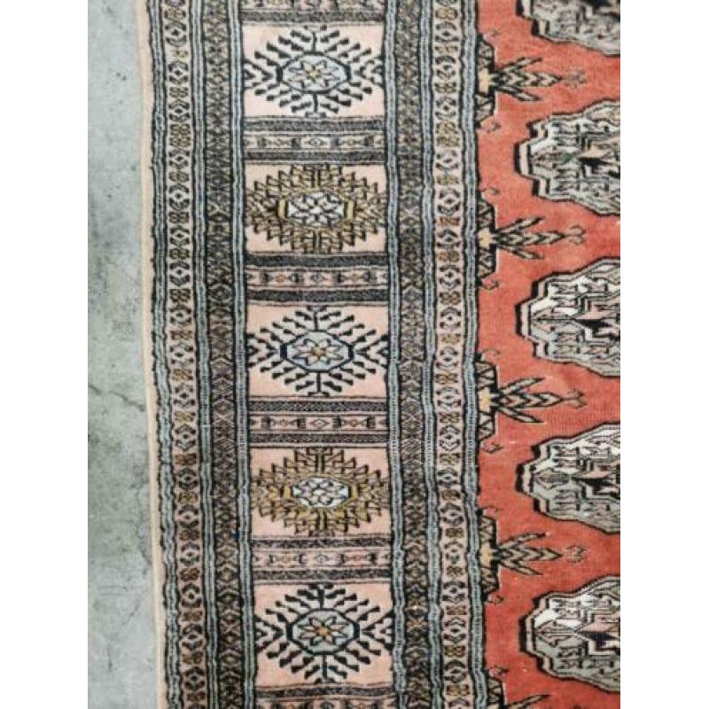Handgeknoopt oosters tapijt Yamut roze oranje wol 152x227cm
