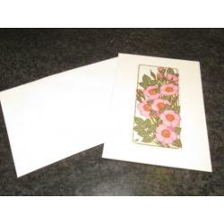 50 CENT dubbele kaart Unicef roze roosjes + envelop