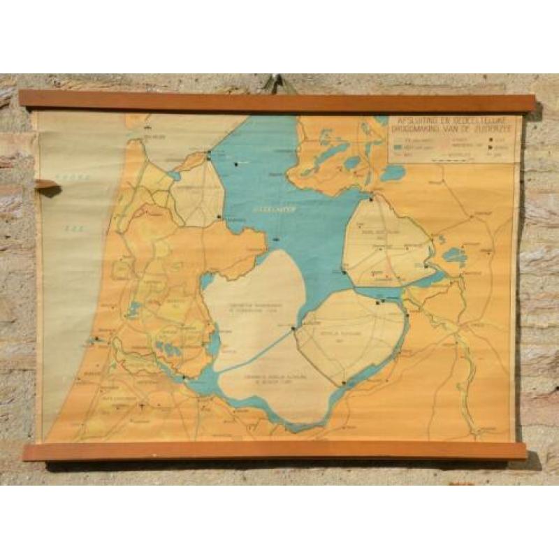 Vintage Landkaart Afsluiting en Droogmaking Zuiderzee