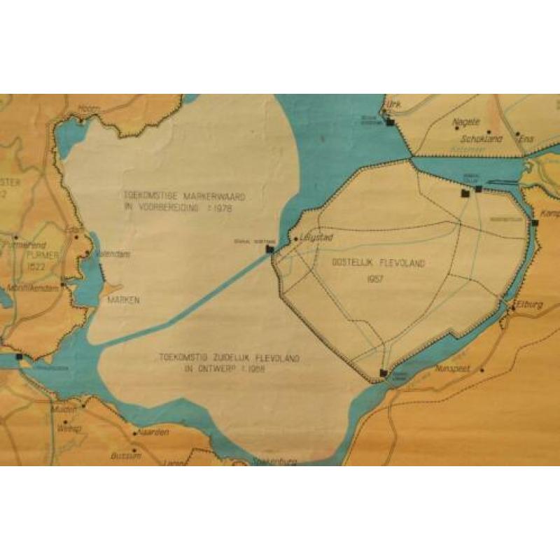 Vintage Landkaart Afsluiting en Droogmaking Zuiderzee