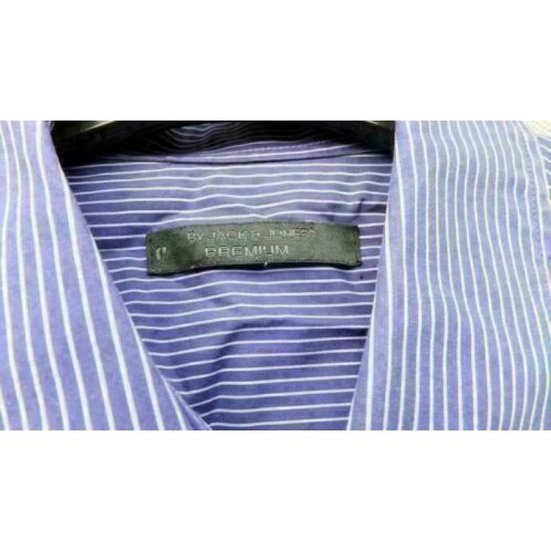 JACK&JONES paars/wit streep overhemd mt L