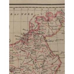 Oude geografische kaart Nederland/Frankrijk