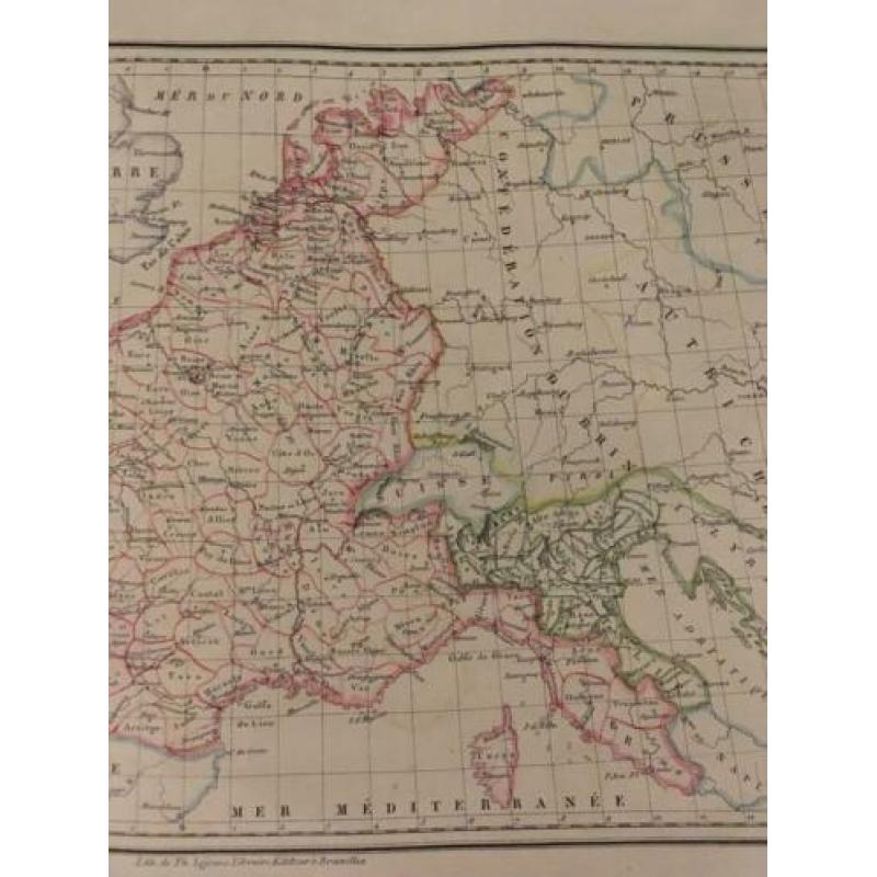 Oude geografische kaart Nederland/Frankrijk