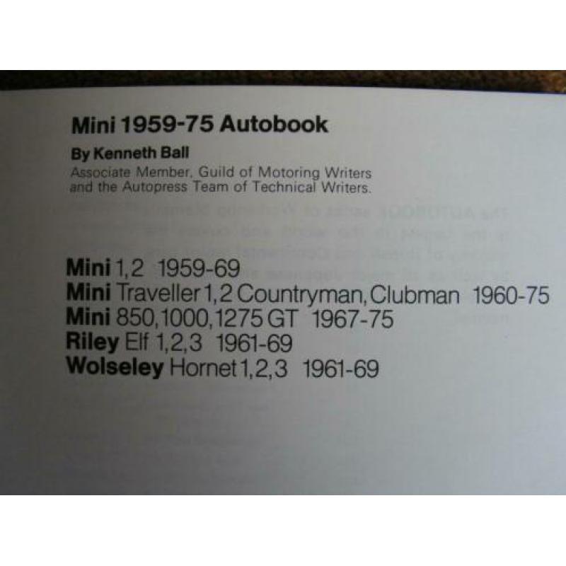 Autobooks Mini 1,2,850,1000,1275GT,Traveller,Countryman,Elf