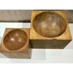 Bijzondere houten handgemaakte BLOKKEN met ronde uitsparing