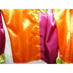 CARNAVALSKLEDING: neon groen/oranje/cyclaam disco blouse