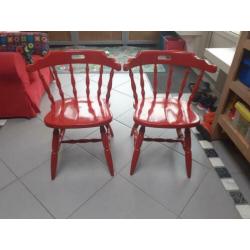 Rode stoel hout + rode Ikea stoel