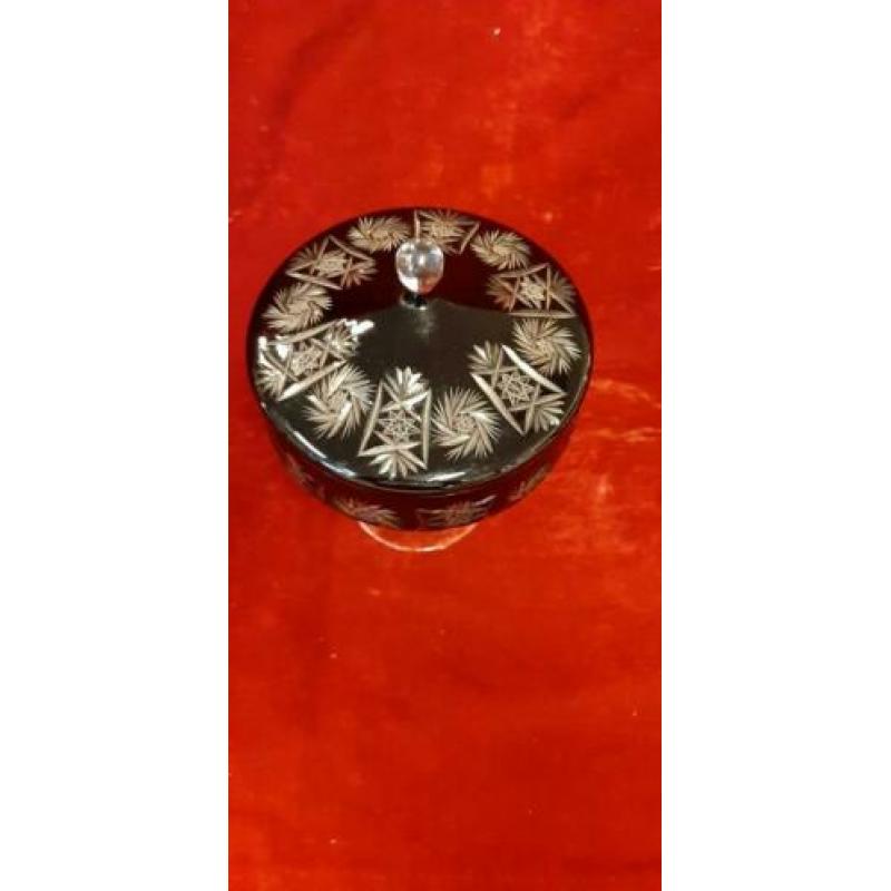 Vintage Boheems kristallen koekjespot pot met deksel