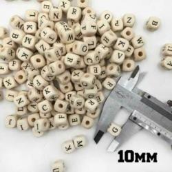 100 stuks alfabet naturel 10x10 mm