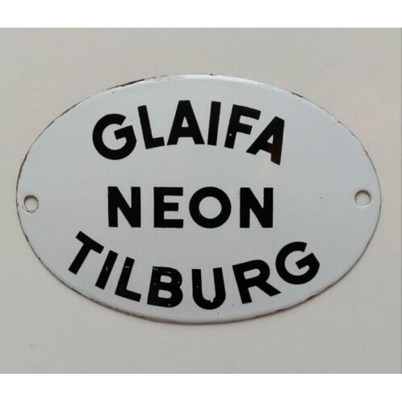 Oud bol emaille bord bordje reclamebord Glaifa Neon Breda
