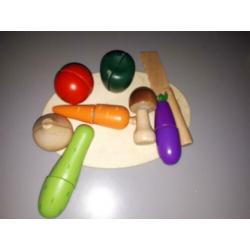 Houten speelgoedset fruit, groente, brood en gebak