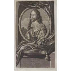 Charles I Koning van Engeland Werff Audran oude gravure ets