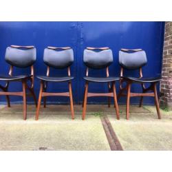 4 vintage Deense design stoelen, Pynock, jaren 60.