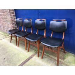 4 vintage Deense design stoelen, Pynock, jaren 60.