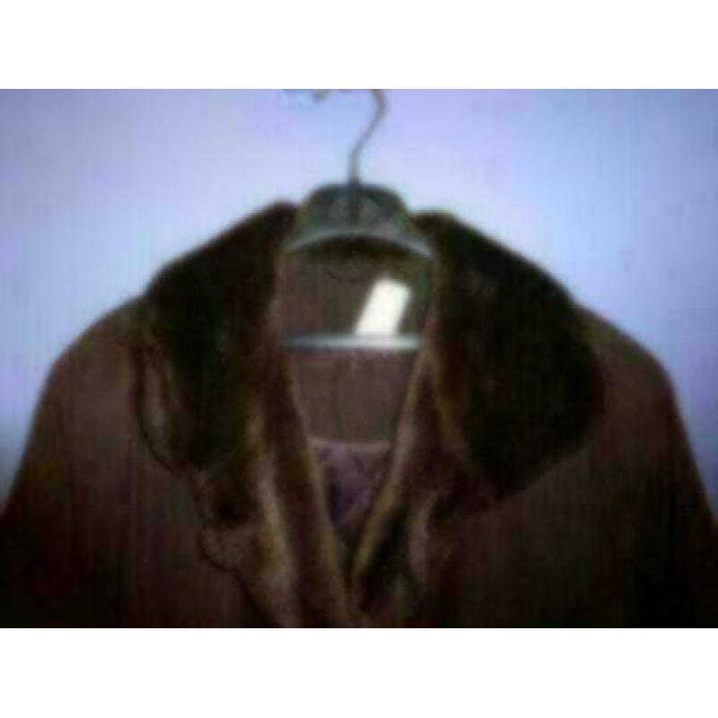 Marcona donker bruine winter jas mantel wollig mt 48 20517